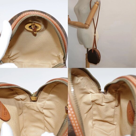 CELINE Macadam Canvas Shoulder Bag PVC Leather Brown Gold Auth 92725V - Picture 13 of 15